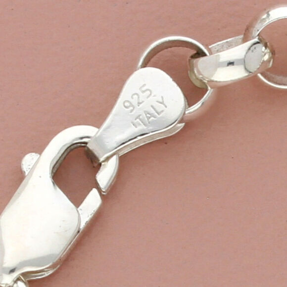 sterling silver italy 6mm rolo chain bracelet size 8in - Picture 3 of 4